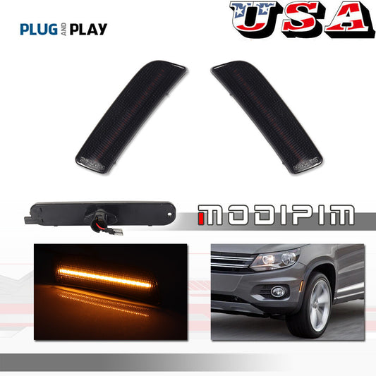 Suitable for Tiguan 2009-2017 smoked amber LED front fender side marker light- v