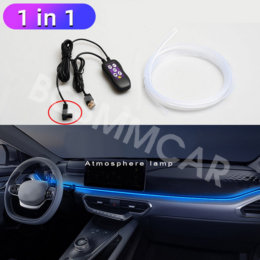 Car Atmosphere Lamp RGB Multiple Modes Light Strip Button Control Accessories Q