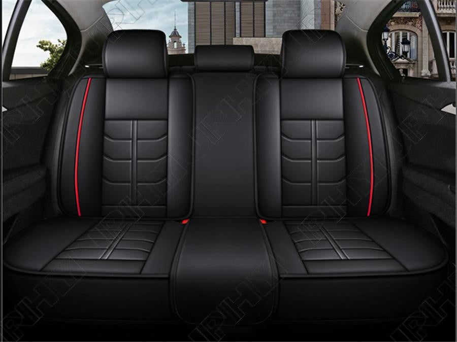 1Set BlackRed Abdominal Style PU Leather 6D Car-styling Auto Car for Seat Covers Q