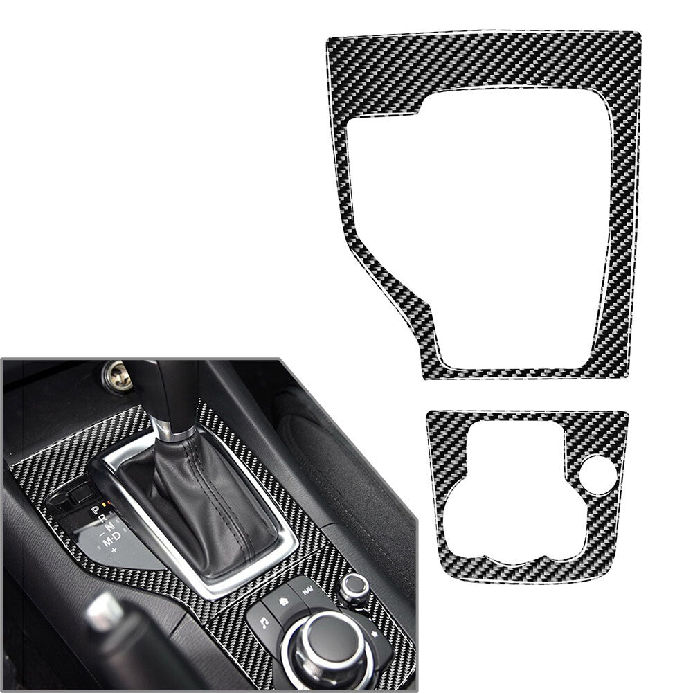 Carbon Fiber Inner Gear Shift Panel Frame Cover Trim for Mazda 3 Axela 2013-2018