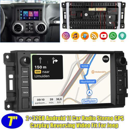 7-inch Wi-Fi BT compatible with for Jeep , Android 11, CarPlay navigation, reverse video, 2+32GB n