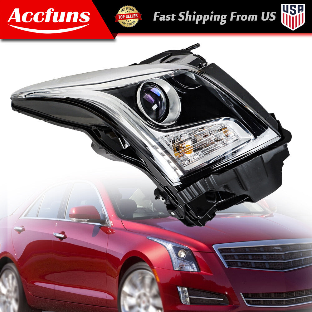 Passenger/Right-side Headlight Projector Suitable for 2013-2018 for Cadillac ATS Halogen Headlights n