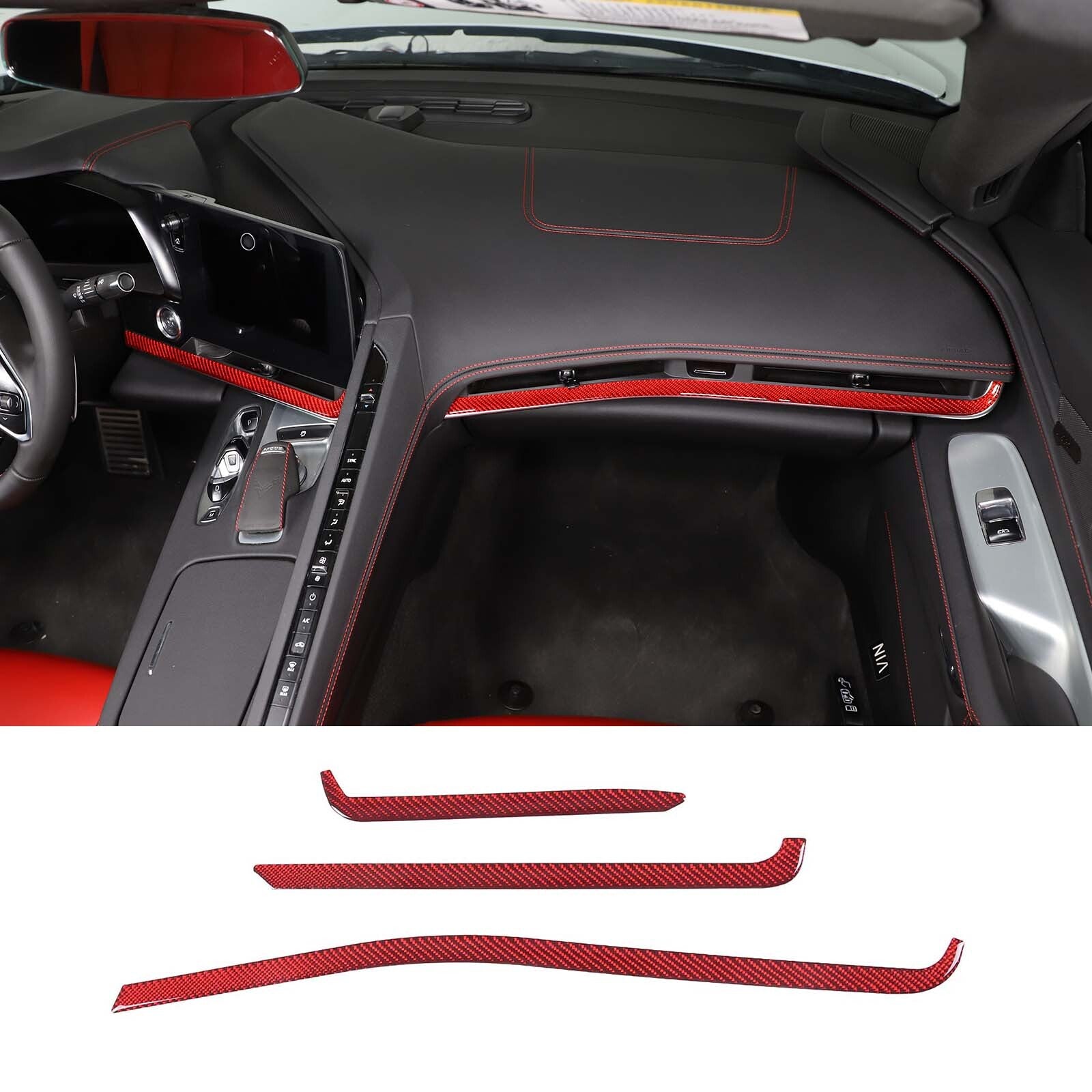 Carbon fiber electronic handbrake switch frame decoration suitable for Corvette C8 2020-2023- v