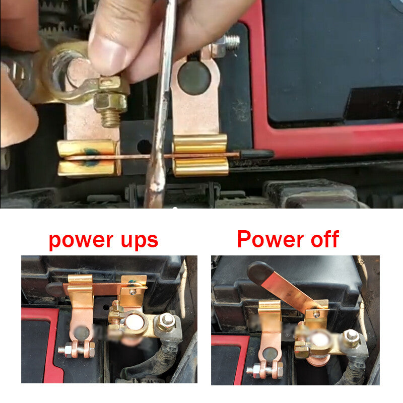 Battery disconnect blade switch, 17mm top post brass off, 12V-24V active. n