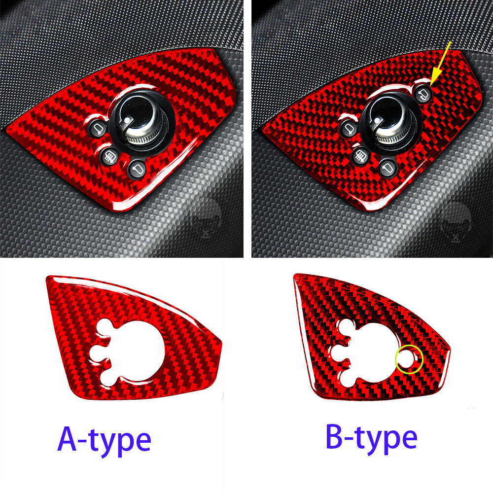 Red Carbon Fiber RHD Inner Door Lock Button Trim for Audi TT 8n 8J MK123 2008-14
