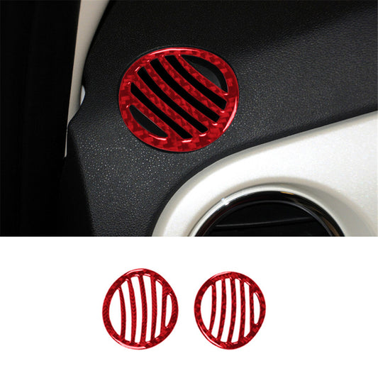 Red Carbon Fiber Interior Dashboard Air Vent Cover Trim For 2012-2015 for Fiat 500