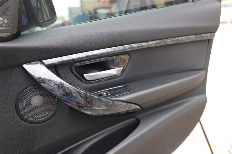 for BMW 3 Series 2014-2018 Black Wood Grain Interior Door Armrest Strip Trim 4P