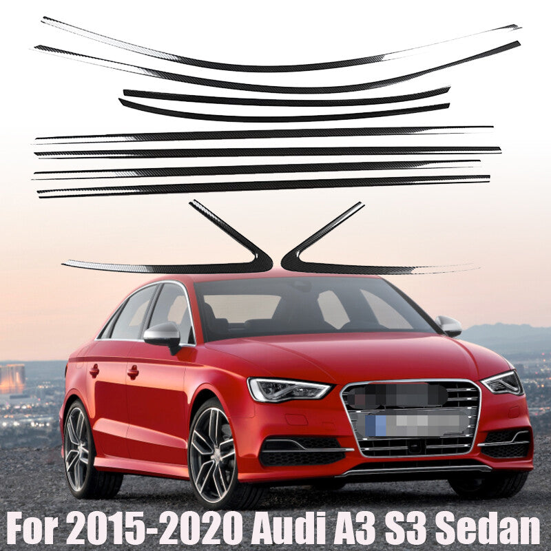 Stainless Black For 2015-2020 for Audi A3 S3 Sedan Car Window Trim Strip Cover Trim n