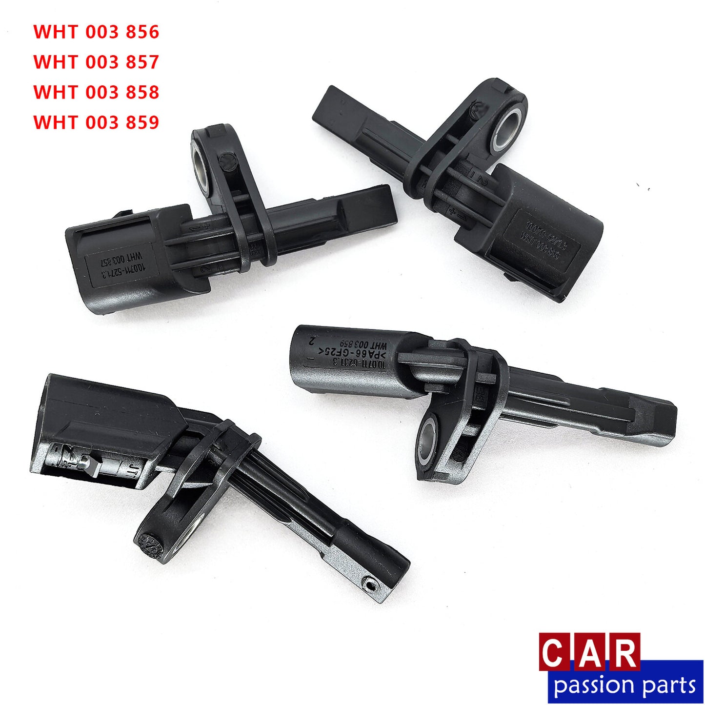 Four ABS wheel speed sensors suitable for Volkswagen , for Audi , for Porsche , and for Skoda models WHT003856B / 7B / 8B / 9B