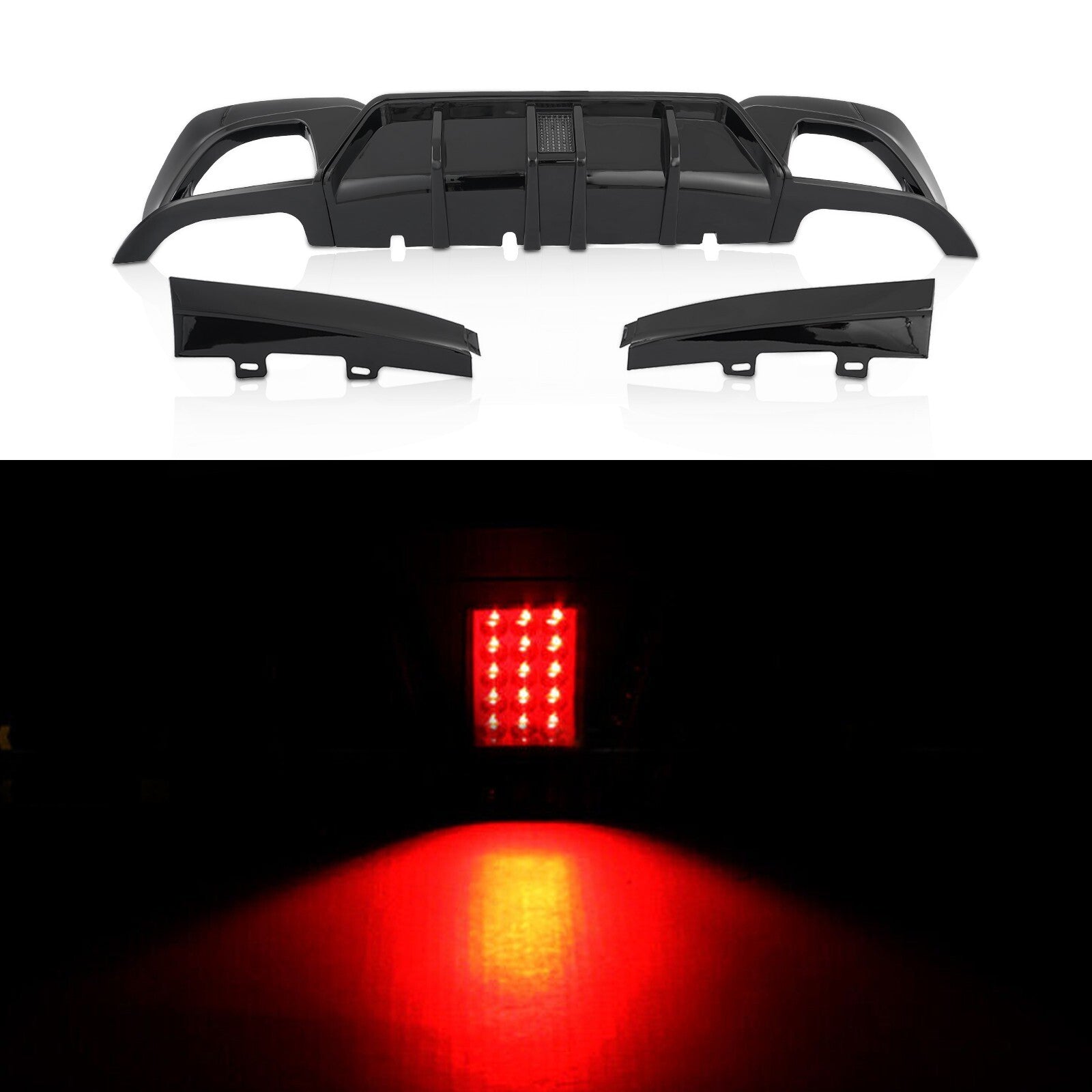 For 2019-2022 for BMW G20 3 Series CMS Style Gloss Black Rear Diffuser W/LED Light Q