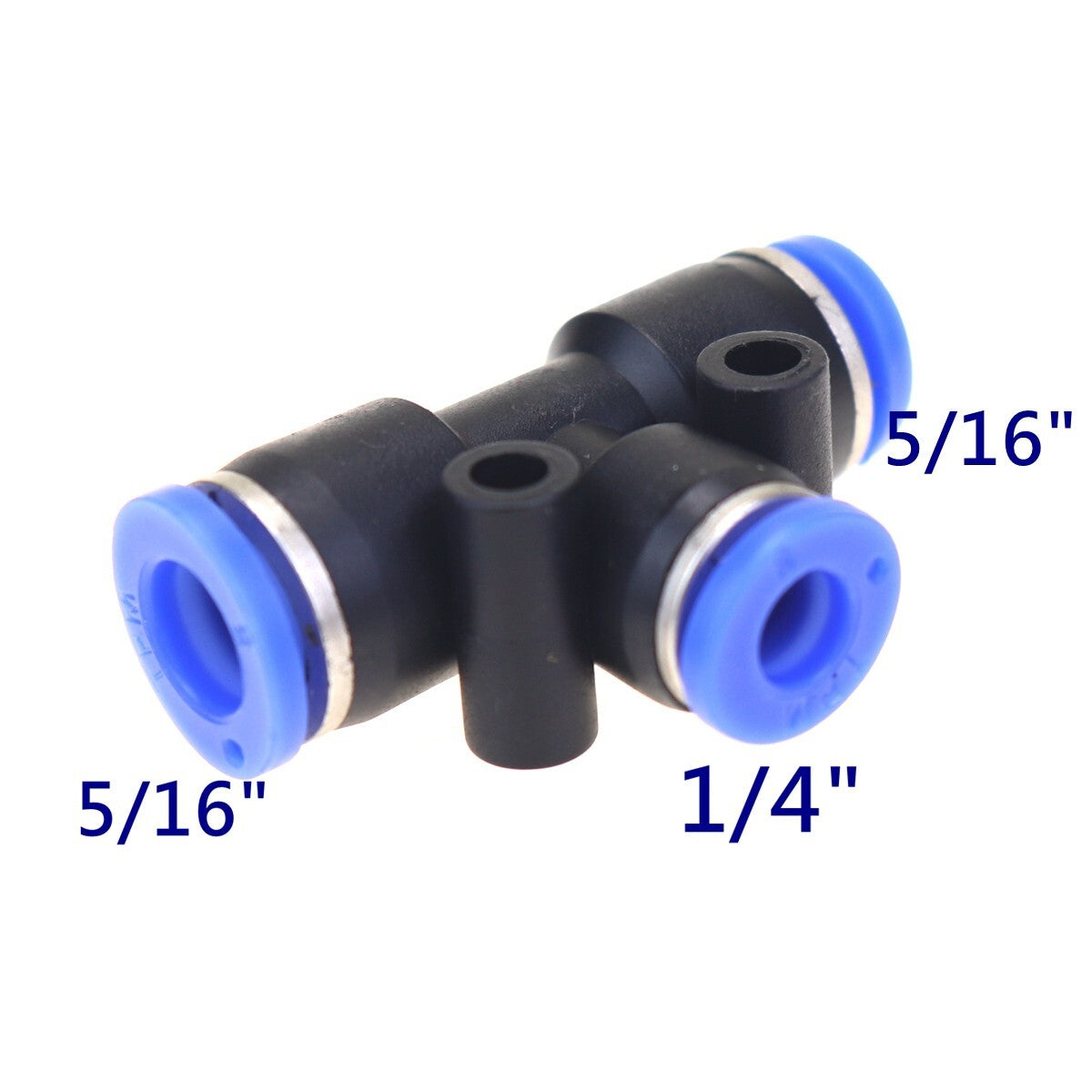 Pneumatically reduced T-shirt push-in accessory tube OD 5/16 to OD 1/4 10 pieces