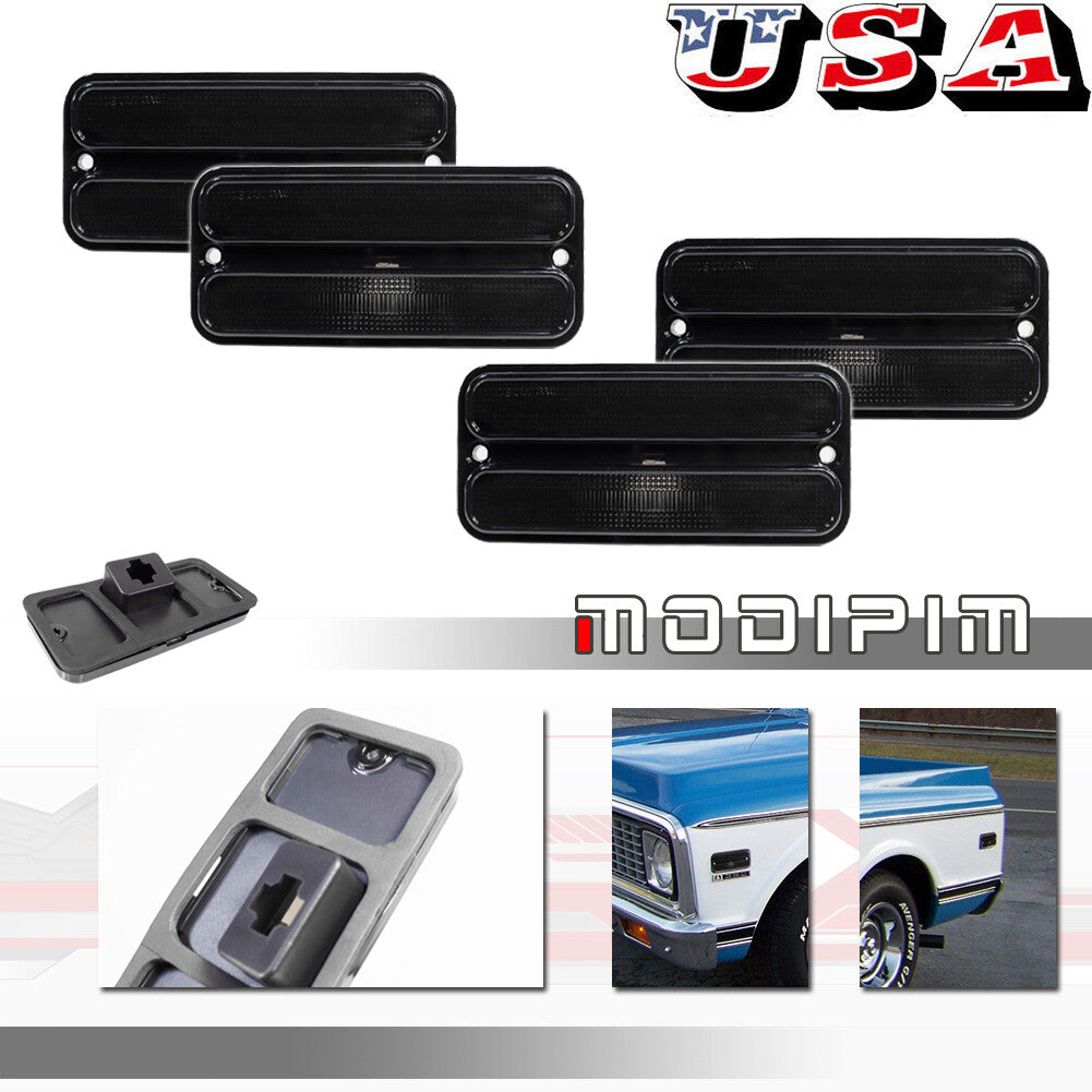 Smoke Front and Rear Side Marker Light Housing LH+RH Kit for for GMC Trucks 68-72- v