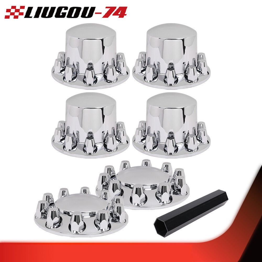 Complete 33mm Lug Chrome Hub Cover Half Truck Wheel Axle Cover Kit - Front and Rear Q