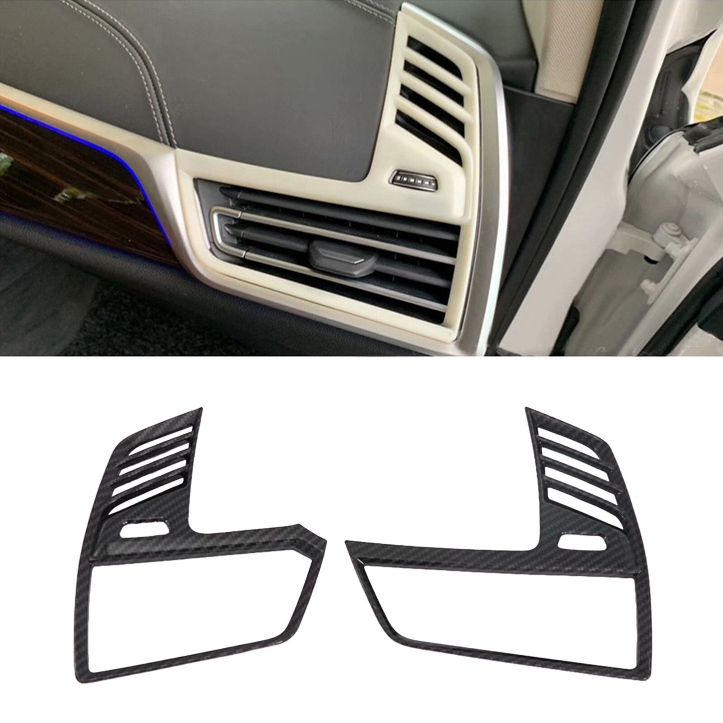 for BMW X5 G05 2019-2022 Pair Dashboard Air Vent Outlet Cover Trim Carbon Fiber