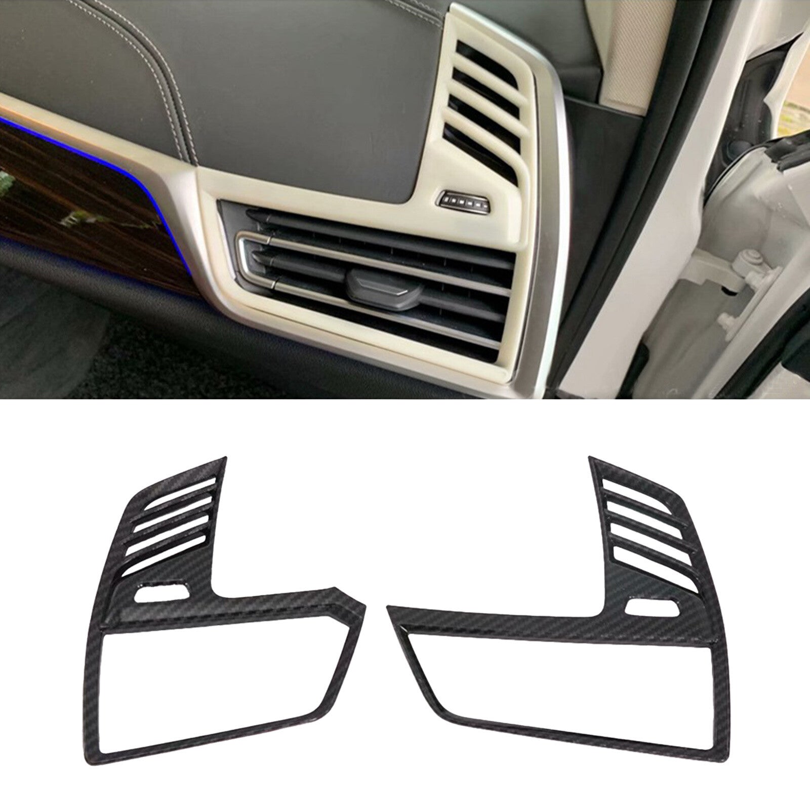 for BMW X5 G05 2019-2022 Pair Dashboard Air Vent Outlet Cover Trim Carbon Fiber