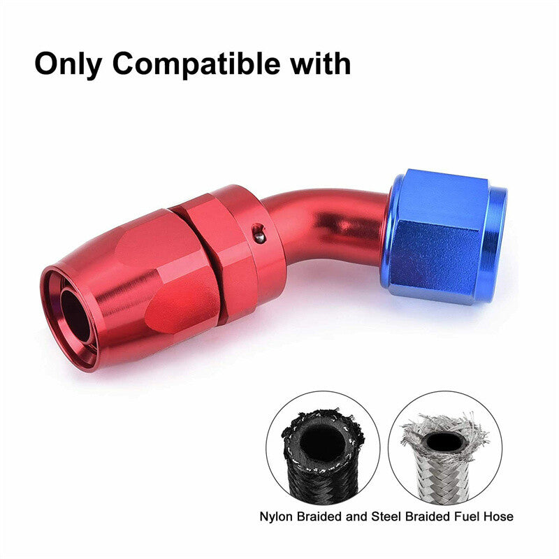 2pcs AN6 6AN 45 Degree Swivel Hose End Fitting Adapter for Braided CPE Fuel Line