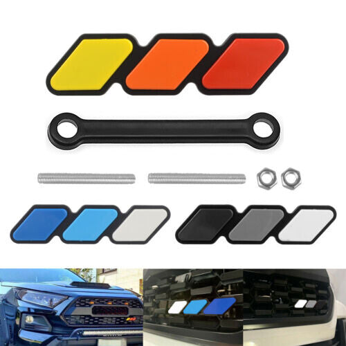 Fit for Toyota RAV4 Tacoma Tri color Front Grille Cover Badge Emblem Decor Q