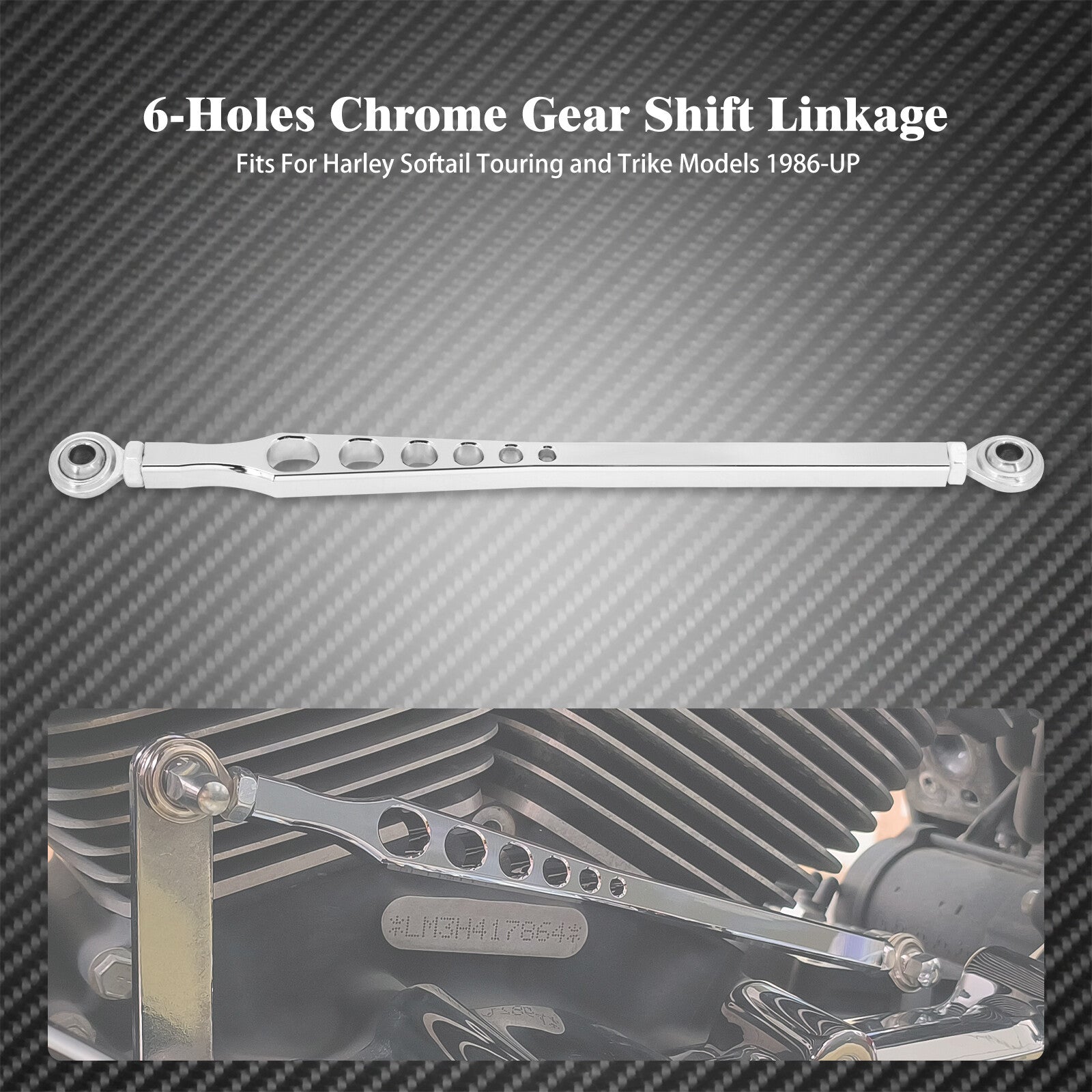 Chrome 6 Holes Gear Shift Linkage Lever Fit for Harley Touring Dyna Softail CVO Q