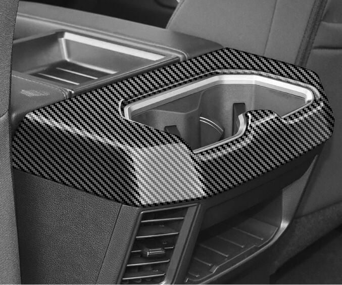 Carbon fiber rear cup holder cover trim frame, 1 piece, for Toyota Sequoia 2023/2024