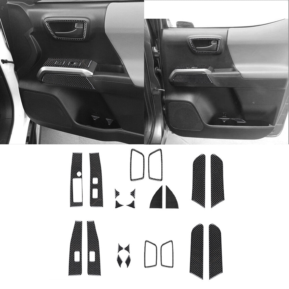 22X Carbon Fiber Door Control Kit Cover Trim for Toyota Tacoma 2016-2021