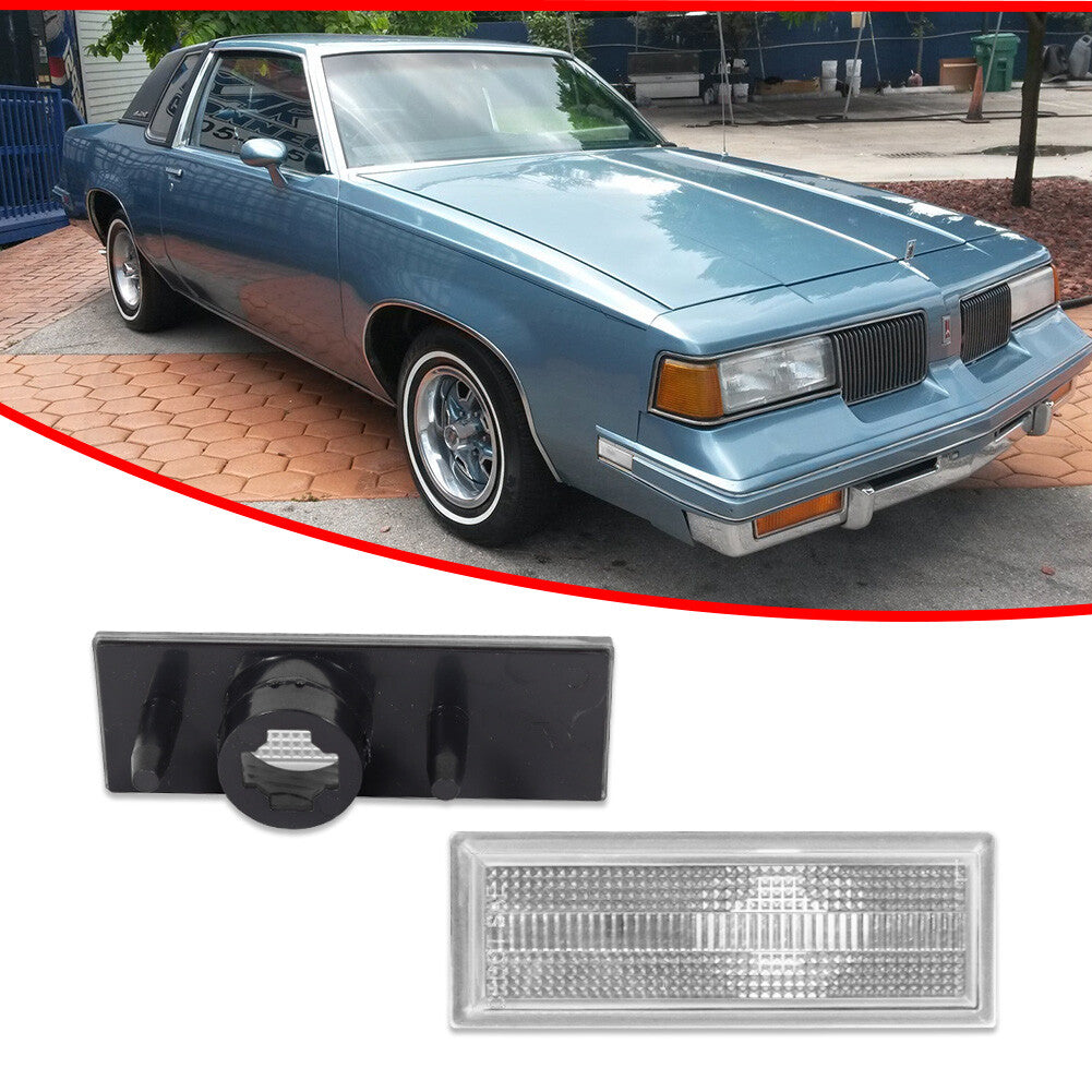 Transparent left/right front side marker light housing for 81-88 for Oldsmobile Cutlass 442- v