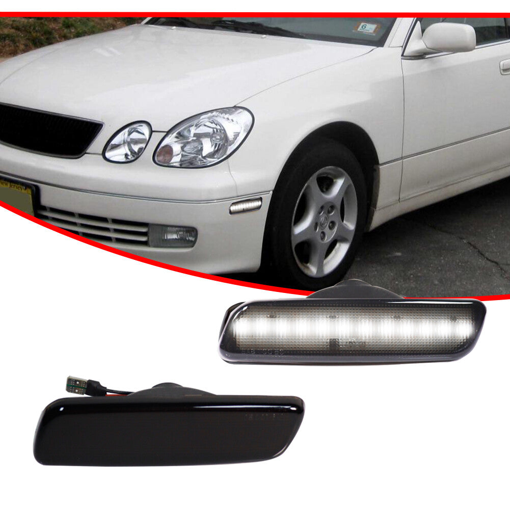 Dark Smoke Front White SMD LED Side Marker Light Set for for Lexus for Scion - v