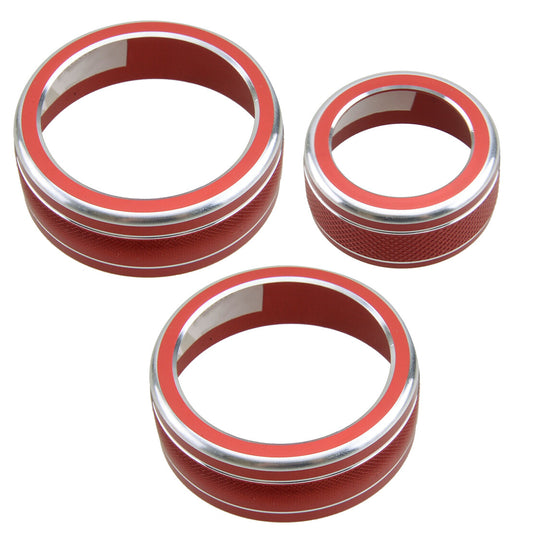 3pcs Red Aluminum AC Switch Knob Trim Ring Covers Fit for Subaru Impreza WRX/STI