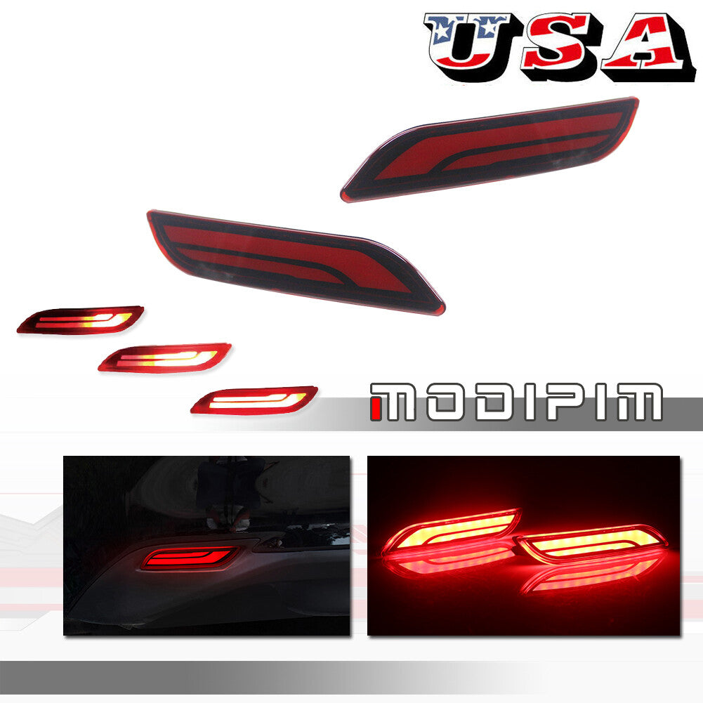 For 2018 - 2022 for Camry Red Lens Rear Bumper Tail Brake LED Light Fog Light - v
