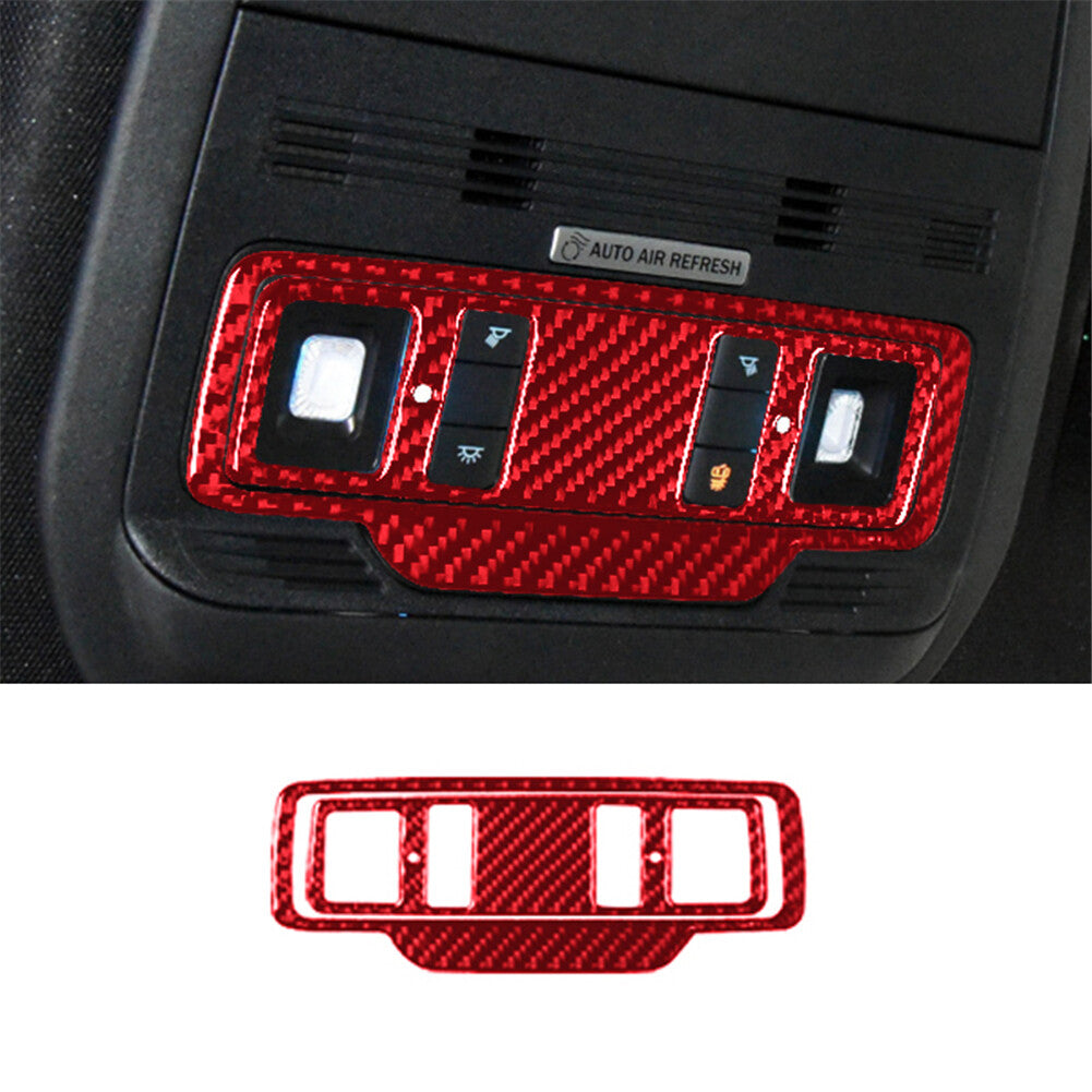 2-Piece Red Interior Carbon Fiber Dome Light Cover Trim  for ford  for Mustang Mach-E