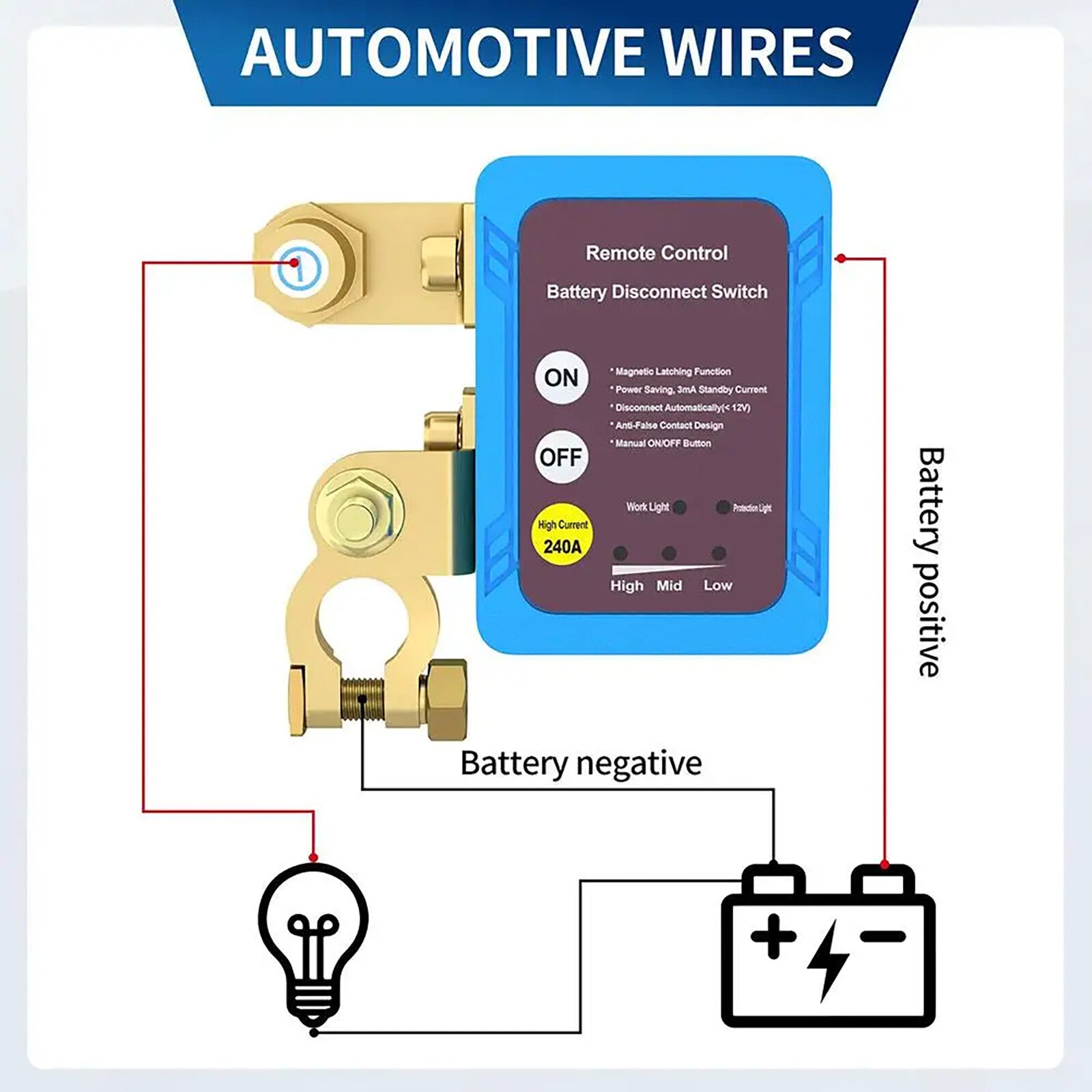 1 Set 12V 240A Remote Battery Disconnect Switch Accessories For Auto RV ATV