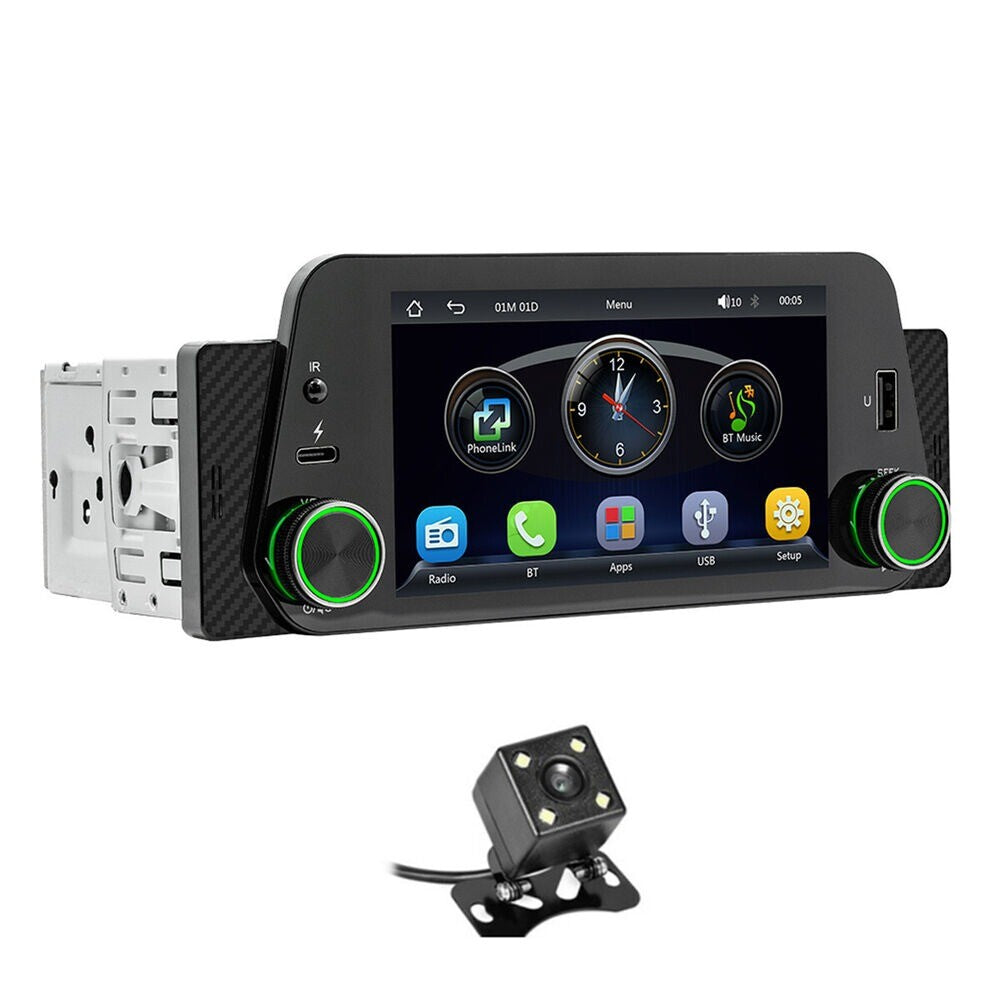 1x Single-Din Car Stereo Radio Bluetooth CarPlay Mirror Hands- Rear Camera n