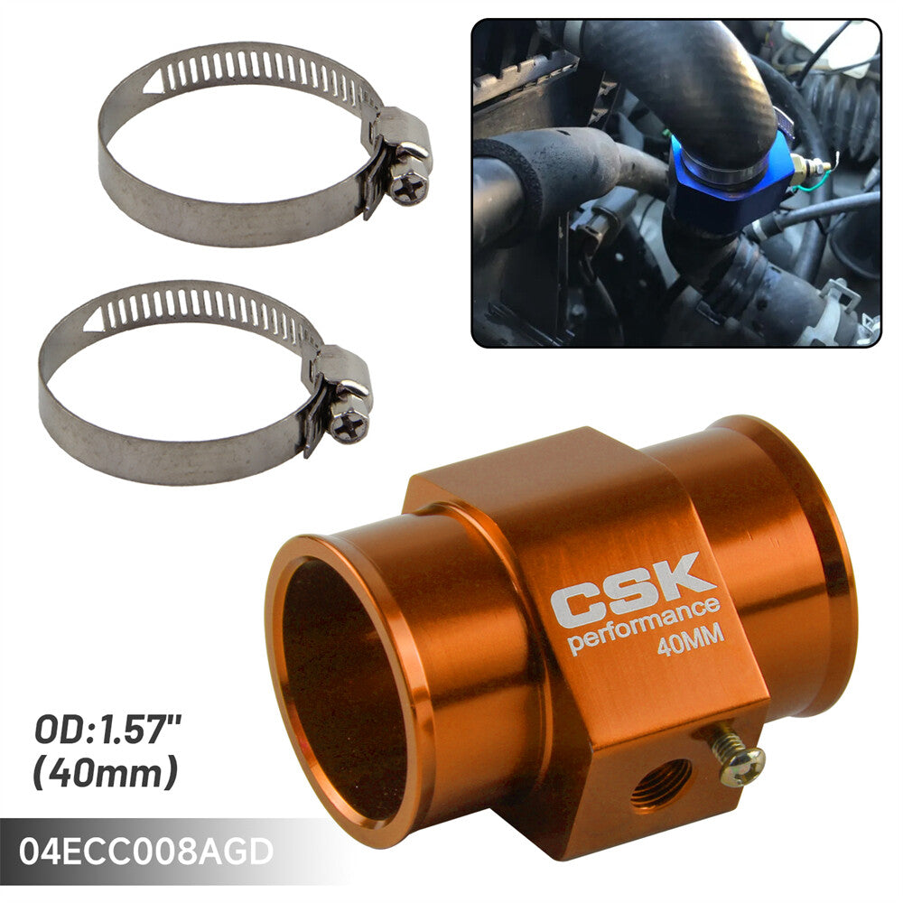 40MM 1.57 Water Temp Gauge Radiator Sensor Adaptor Attachment Aluminum Gold