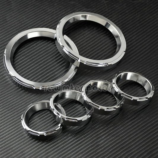 2 Gauge 4 Speedometer Burst Bezel Fit for Harley Touring Trike Chrome 96-2013