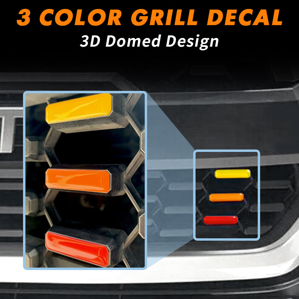 Retro 3-Color Stripe Grille Badge Sticker For 16-23 for Toyota Tacoma TRD-Pro, Red