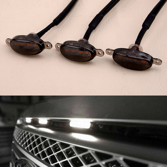 Smoked Lens Amber LED Front Grille Running Light Lamp Fit for v