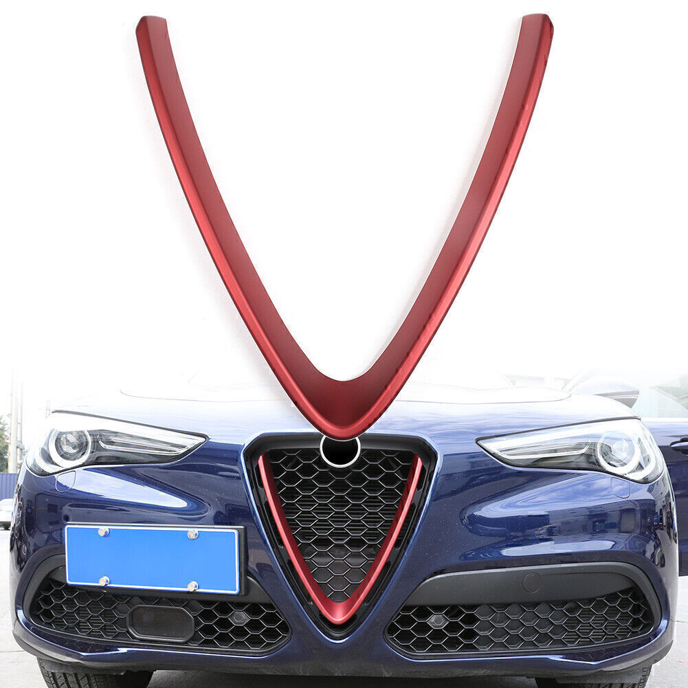 Red Front Bumper Air Grille Trim for Alfa Romeo for Stelvio 2017-2021 2018 2019 2020