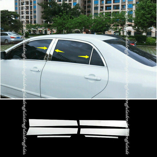 Chrome Pillar Posts for Toyota for Corolla 2007-2013 6Pc Set Door Trim Cover Window