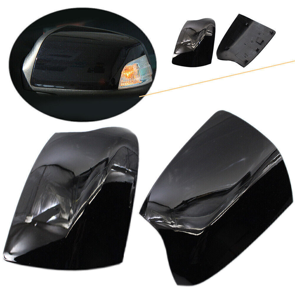 Pair Rearview Rear View Mirrors Cover Glossy Black ABS Fit for Ford Focus 2005-2008