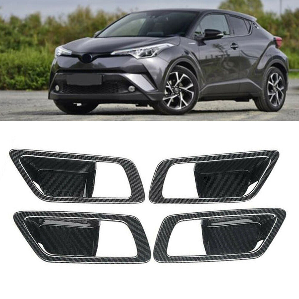 Fit for Toyota CHR C-HR 2016-2021 4PC Carbon Fiber Inner Door Handle Bowl Cover Trim