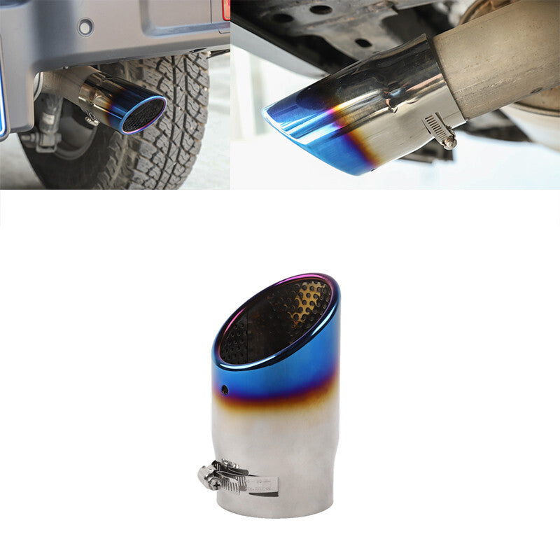 Car Suv Stainless 87mm Muffler Tip Muffler Exhaust Pipe Roasted Blue Tail Throat