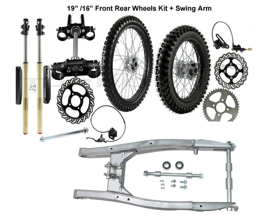 Front fork swingarm kit + 19-inch/16-inch wheels, 90/100-16  70/100-19 tires for Honda