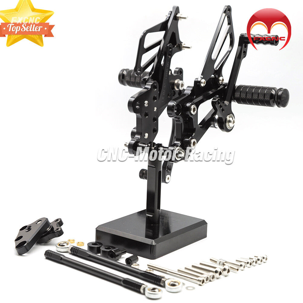 CNC gear footrest and foot spike kit for CBR1000RR 2008-2016 rear footrest repositioning (black)