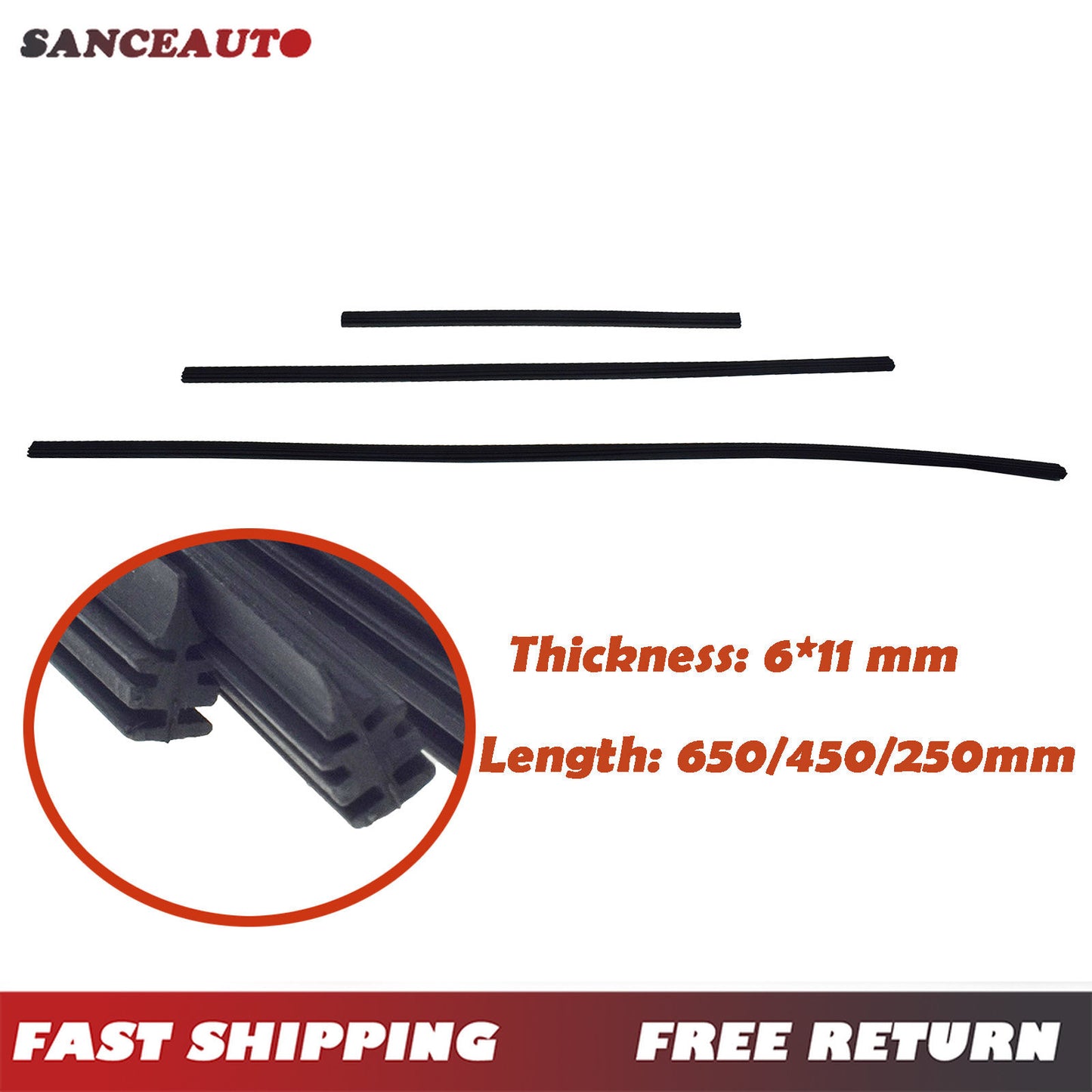 Wiper rubber insert front and rear kit (3 pieces) for -V 2016-2022, 76632-T6L-H02- n