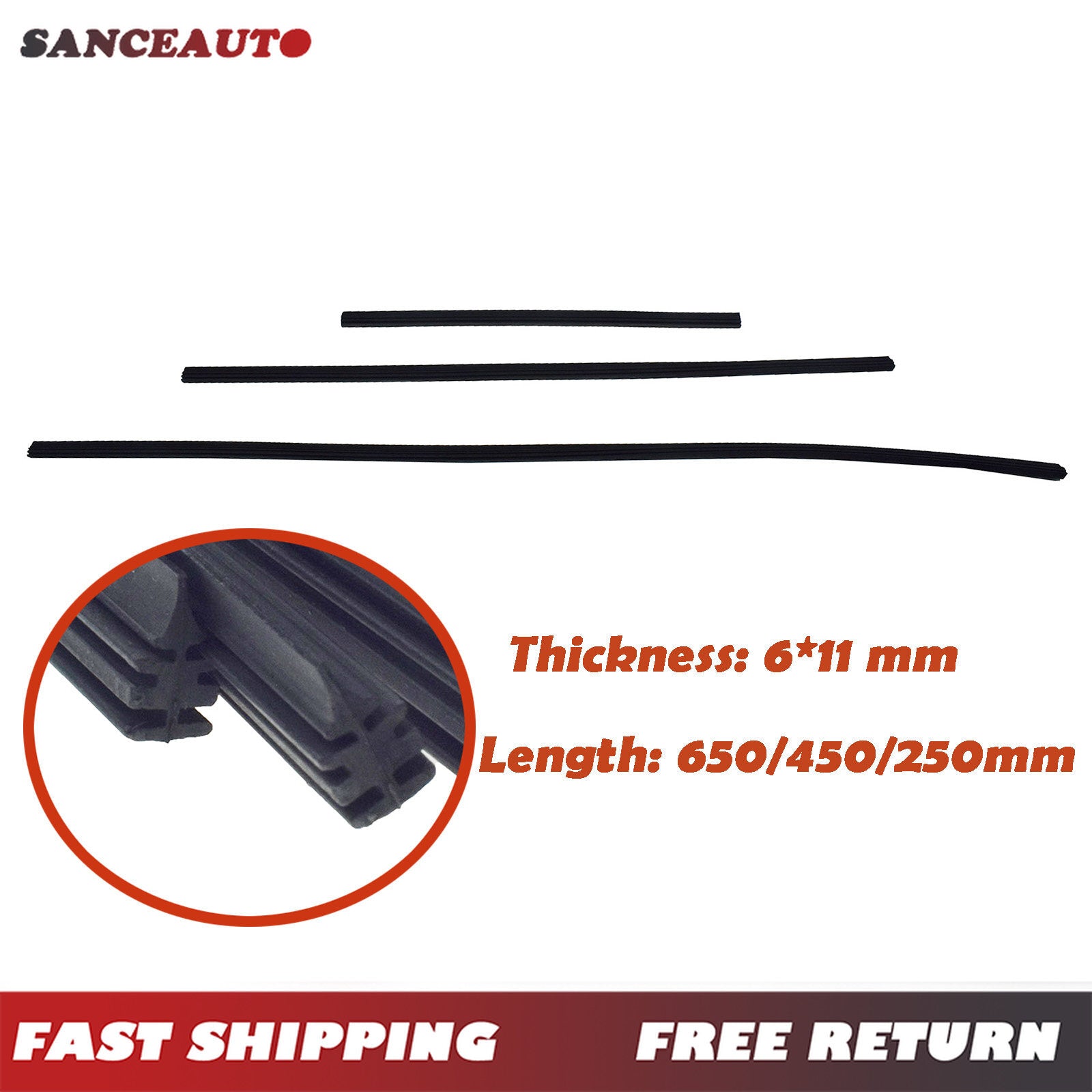 Wiper rubber insert front and rear kit (3 pieces) for -V 2016-2022, 76632-T6L-H02- n