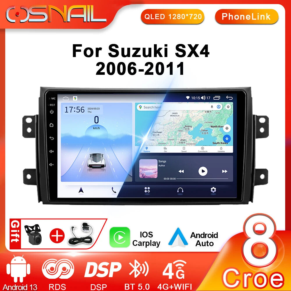 for Suzuki SX4 2006-2011 Car Stereo Radio CarPlay GPS Multimedia Player Screen