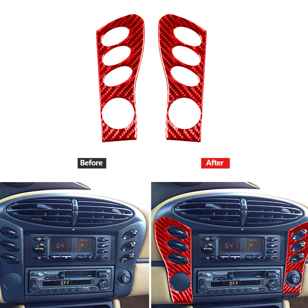 Red Carbon Fiber Center Console Side Strips Cover Trim For Sonic 12-16 v