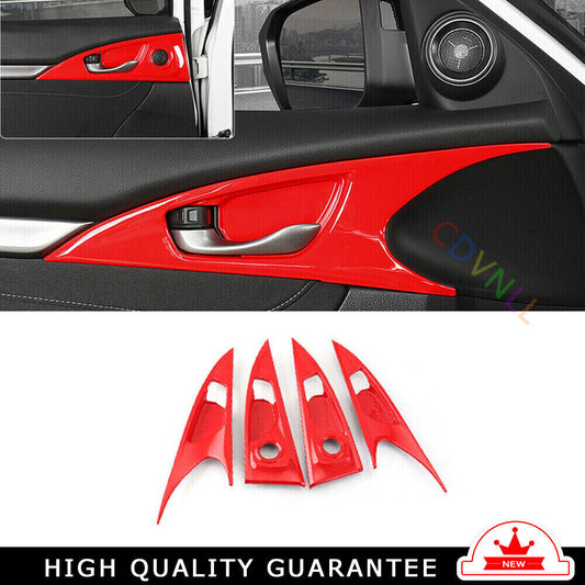 Inner Door Handle Bowl Cover Trim 4PCS for Honda for Civic 10th 2016-2021 Bright Red