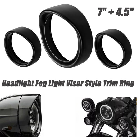 Suitable for Harley 7 headlights, 4.5 Passing Fog, sun visor trim ring frame cover, black - n