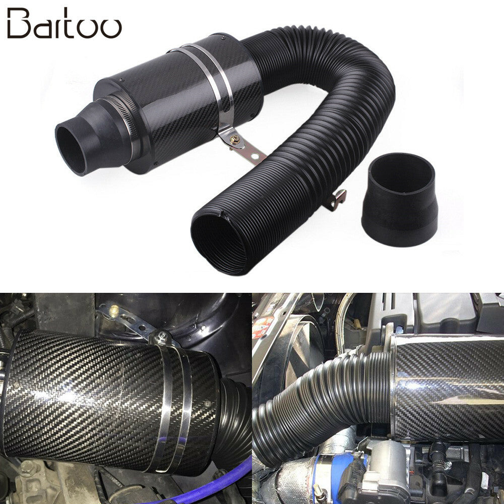 Auto Air Filter Box Cold Feed Induction Air Intake System Kit Carbon Fiber Q