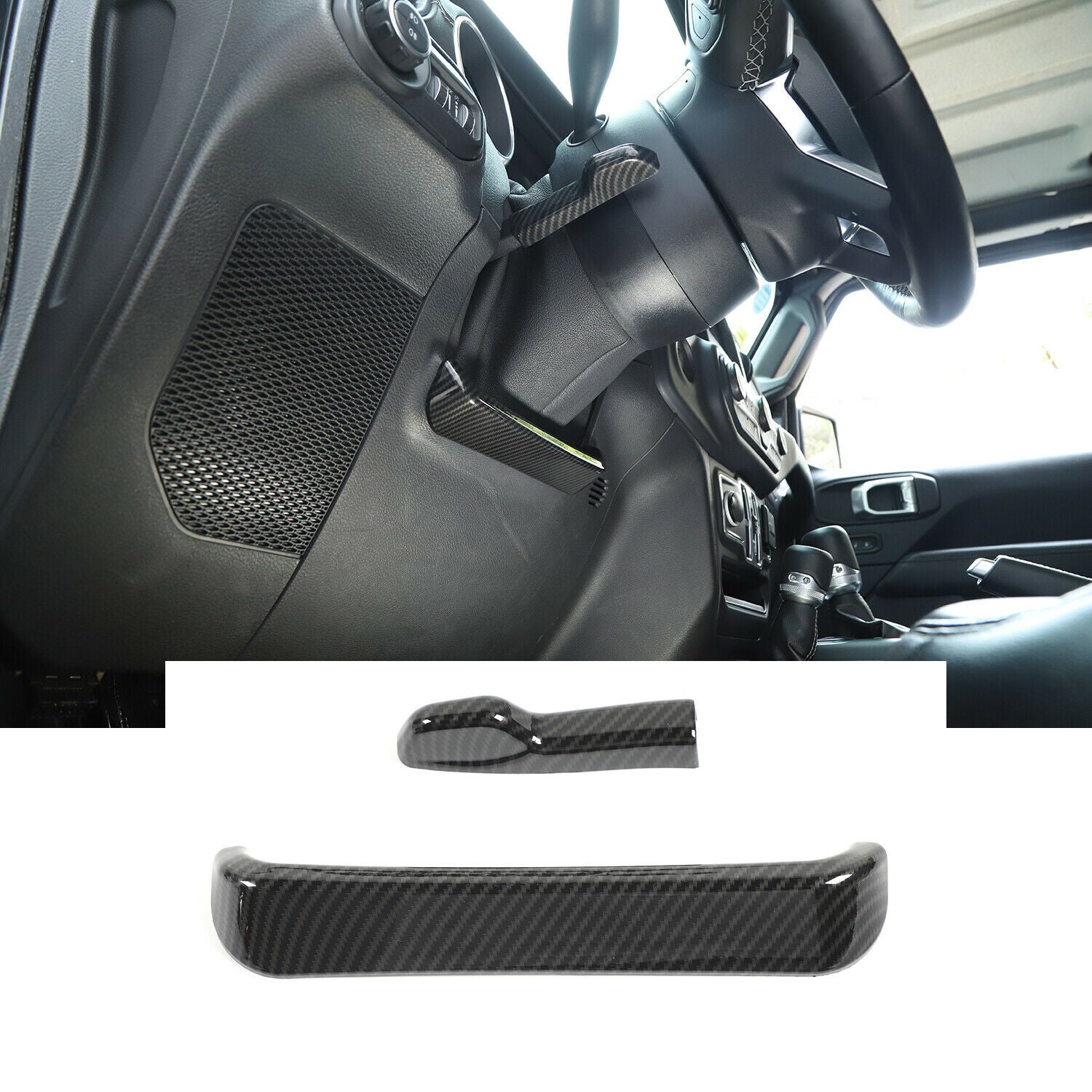 Carbon Fiber Steering Wheel Height Adjust Cover Trim for Jeep for Wrangler JL JT 18+